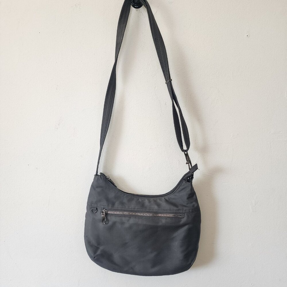 Travelon Grey Full Zip Sling Bag Nylon Full Zip